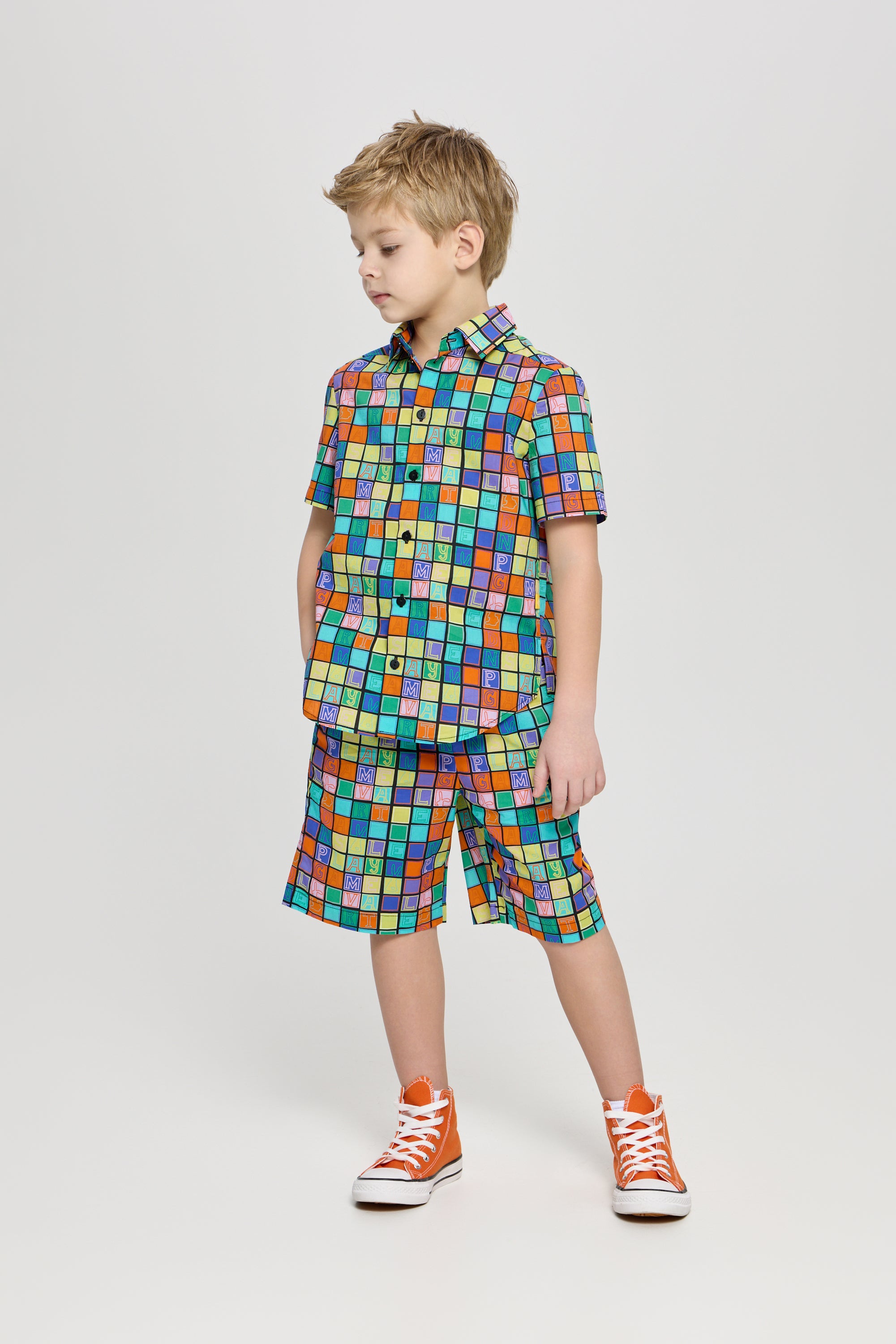 Shirt and Shorts Set, branded print