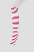 White Tights with red stripes for baby girl