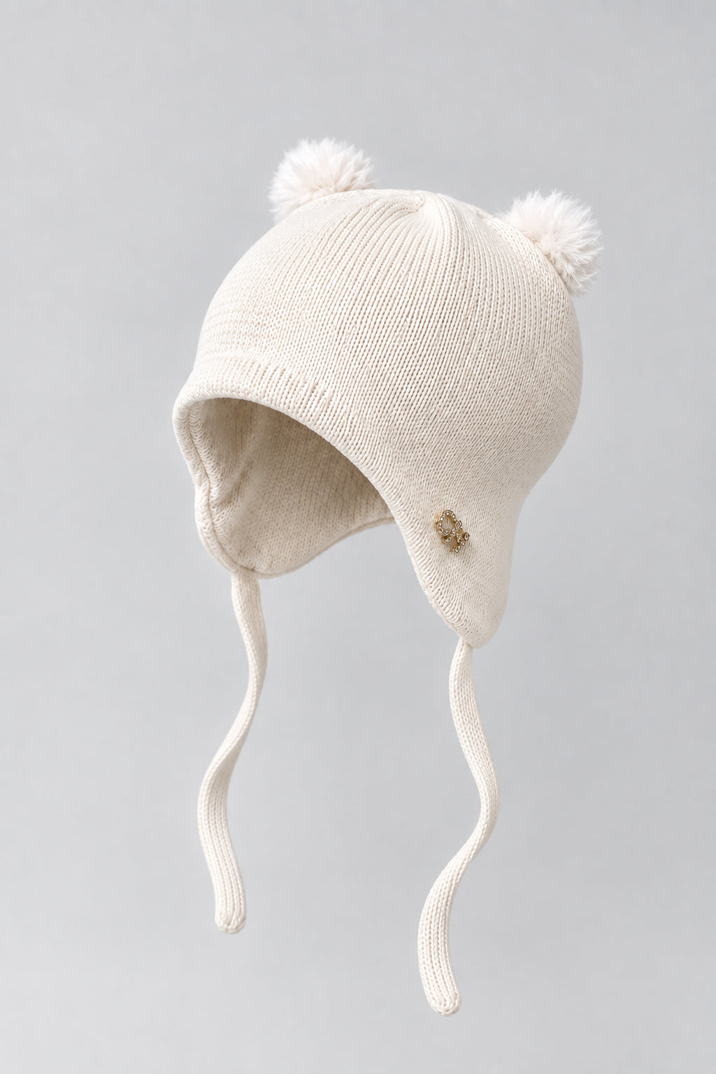 Knitted Hat with ears and strings for baby