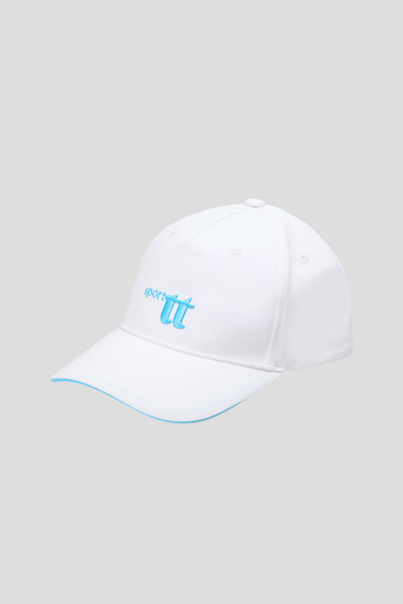 Baseball Cap, white with light blue logo