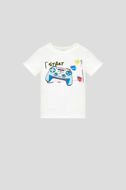 Printed t-shirt with 3D detachable decor and shorts set