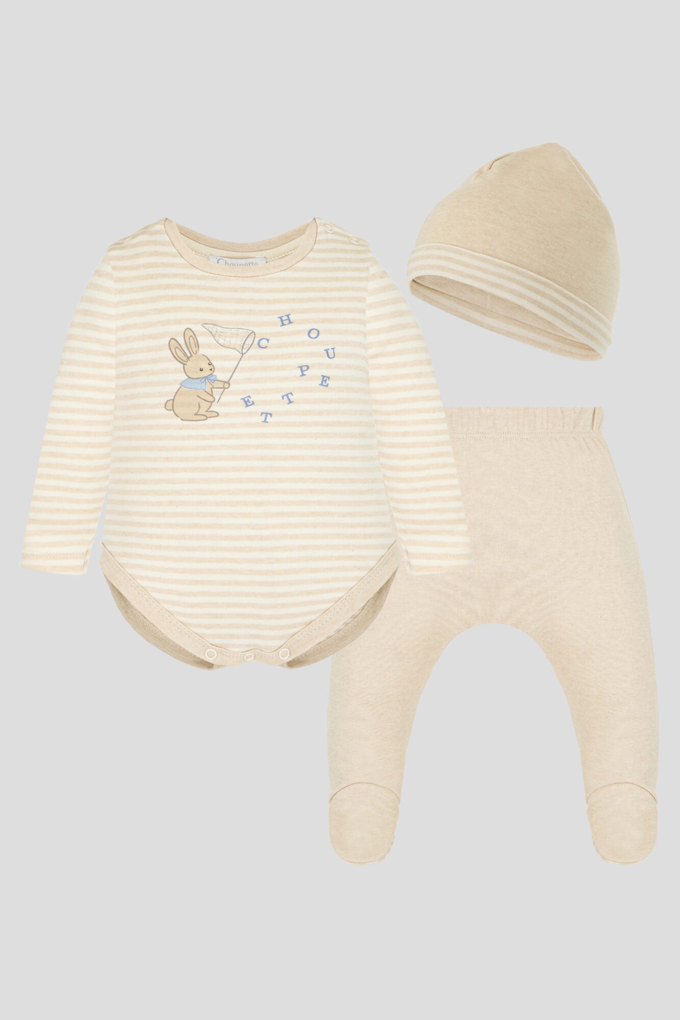 Organic Cotton Set for Newborn ( bodysuit, footed pants,hat)