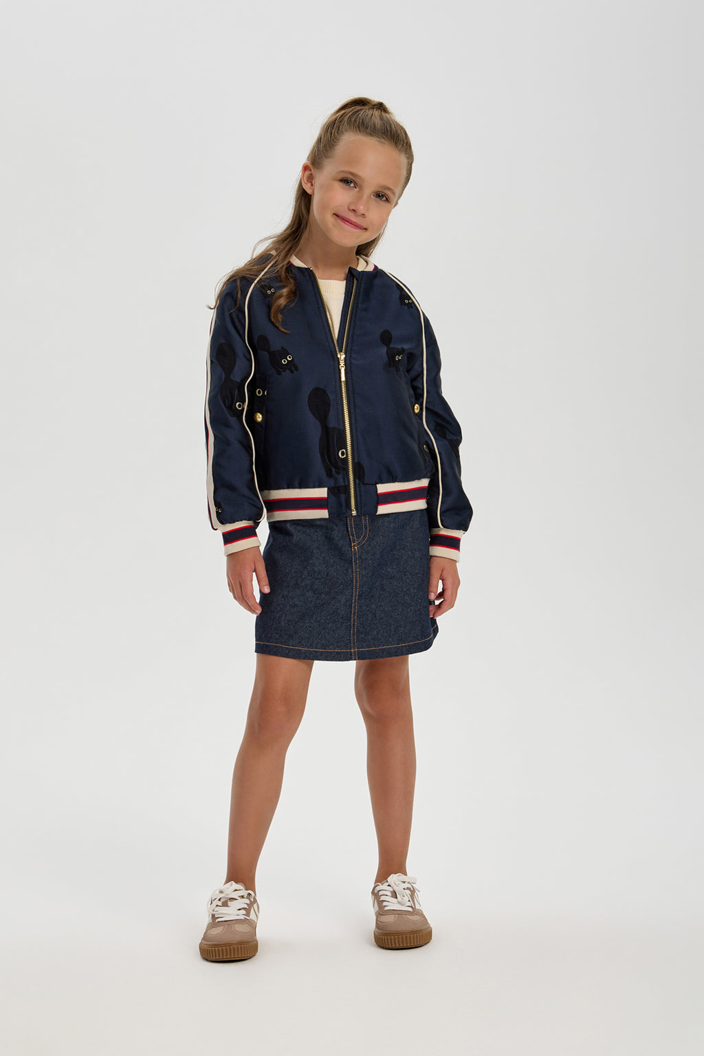 Black Cat Embroidered Bomber for girl