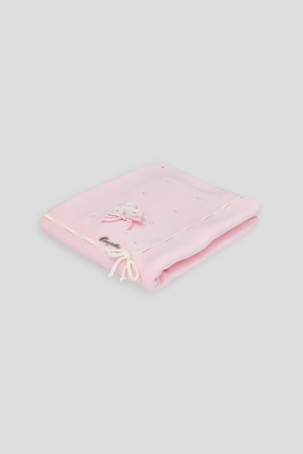 3-D Floral Embroidered Knit Blanket