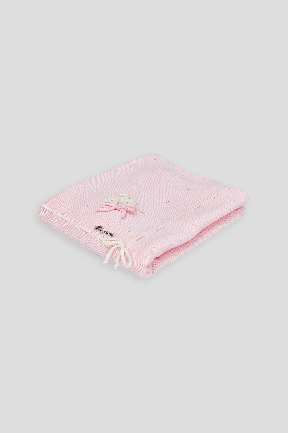 3-D Floral Embroidered Knit Blanket