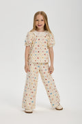 Elegant Printed Set with laces (Blouse & Pants) for girls
