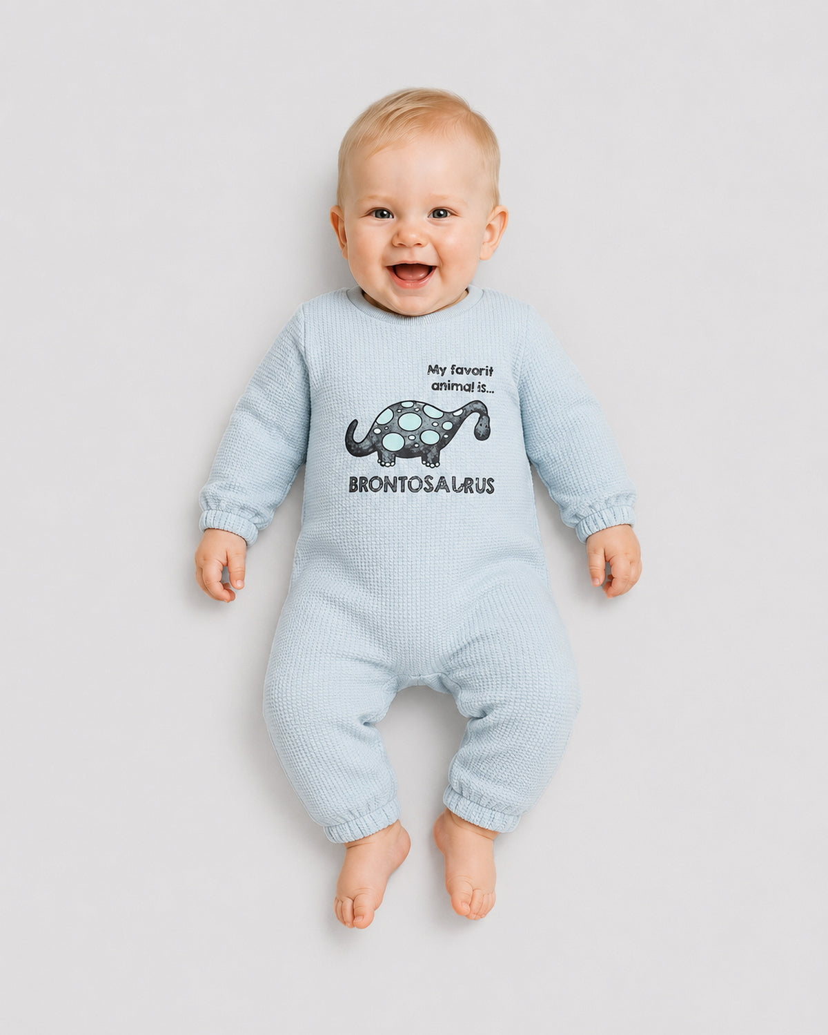 Textured Dinosaur Overall, blue