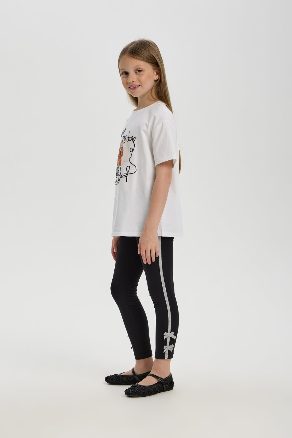 Silver Bow Black Leggings