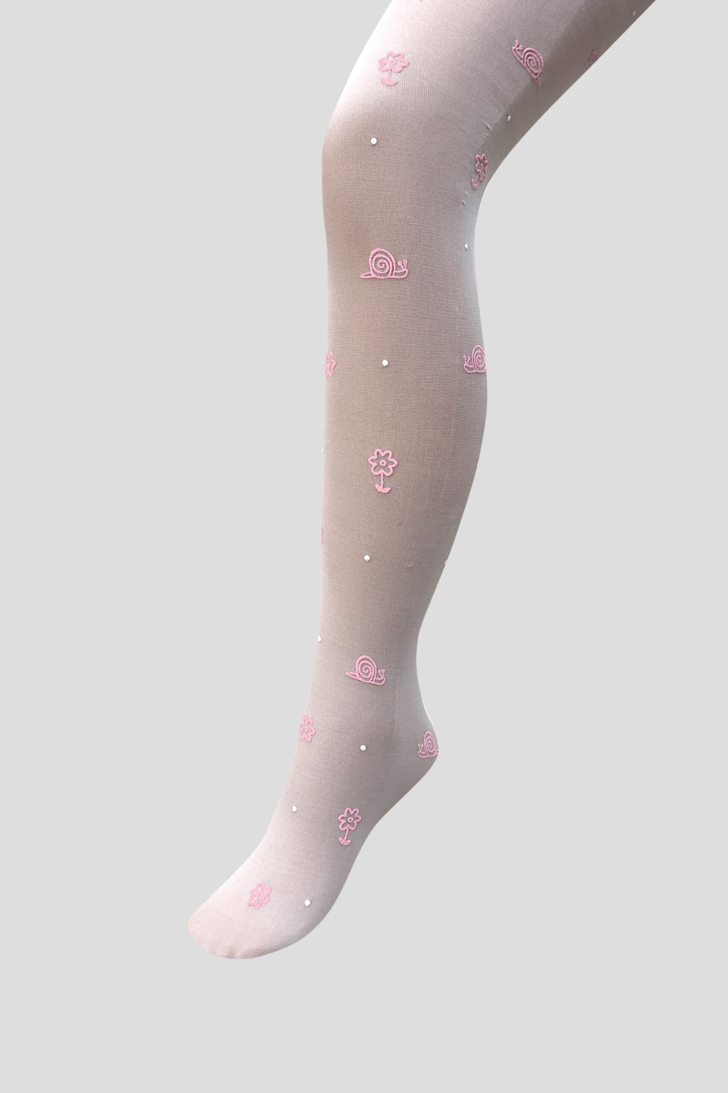 White Tights Microfiber 20 DEN with Pink Flowers