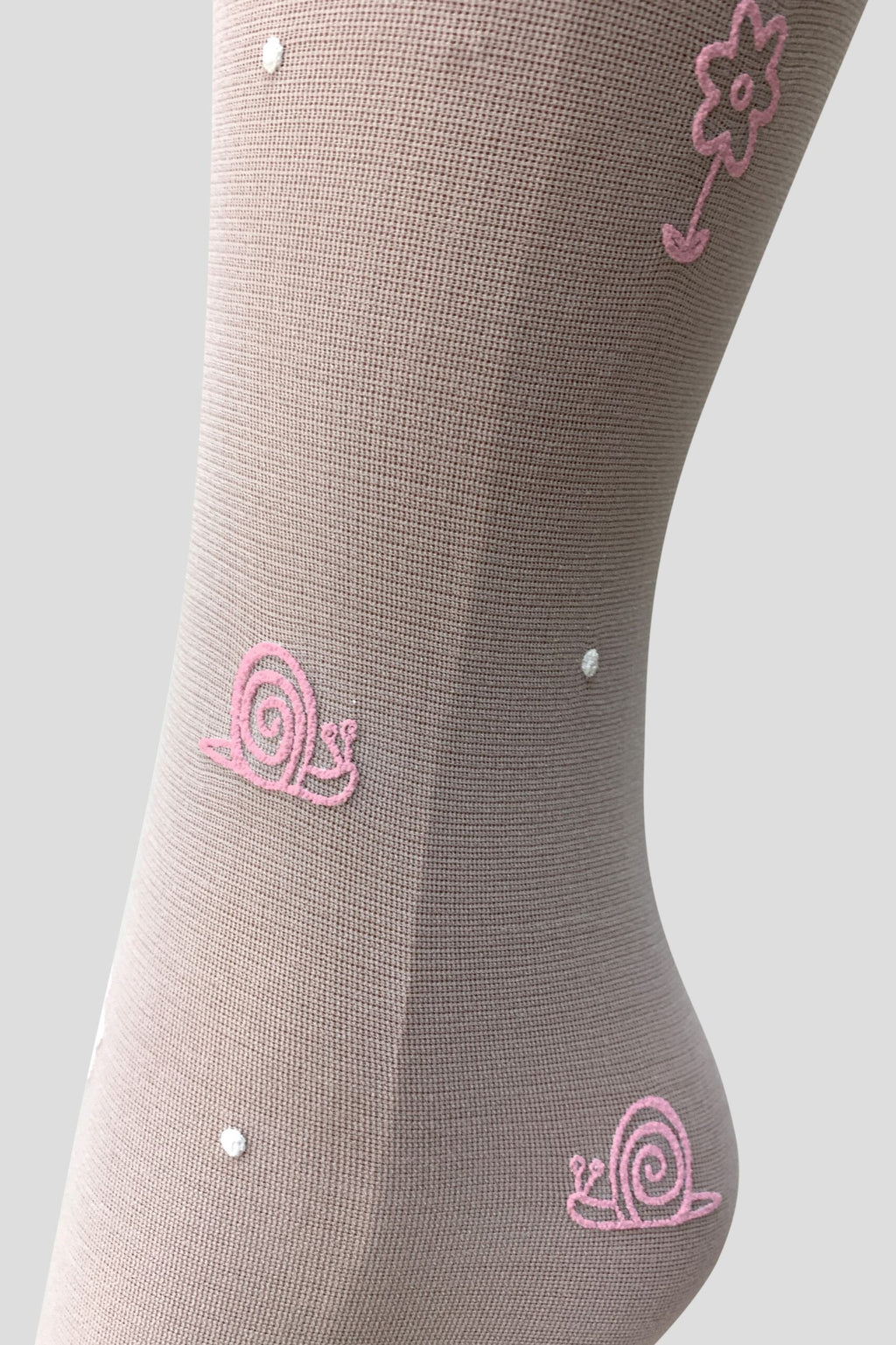 White Tights Microfiber 20 DEN with Pink Flowers