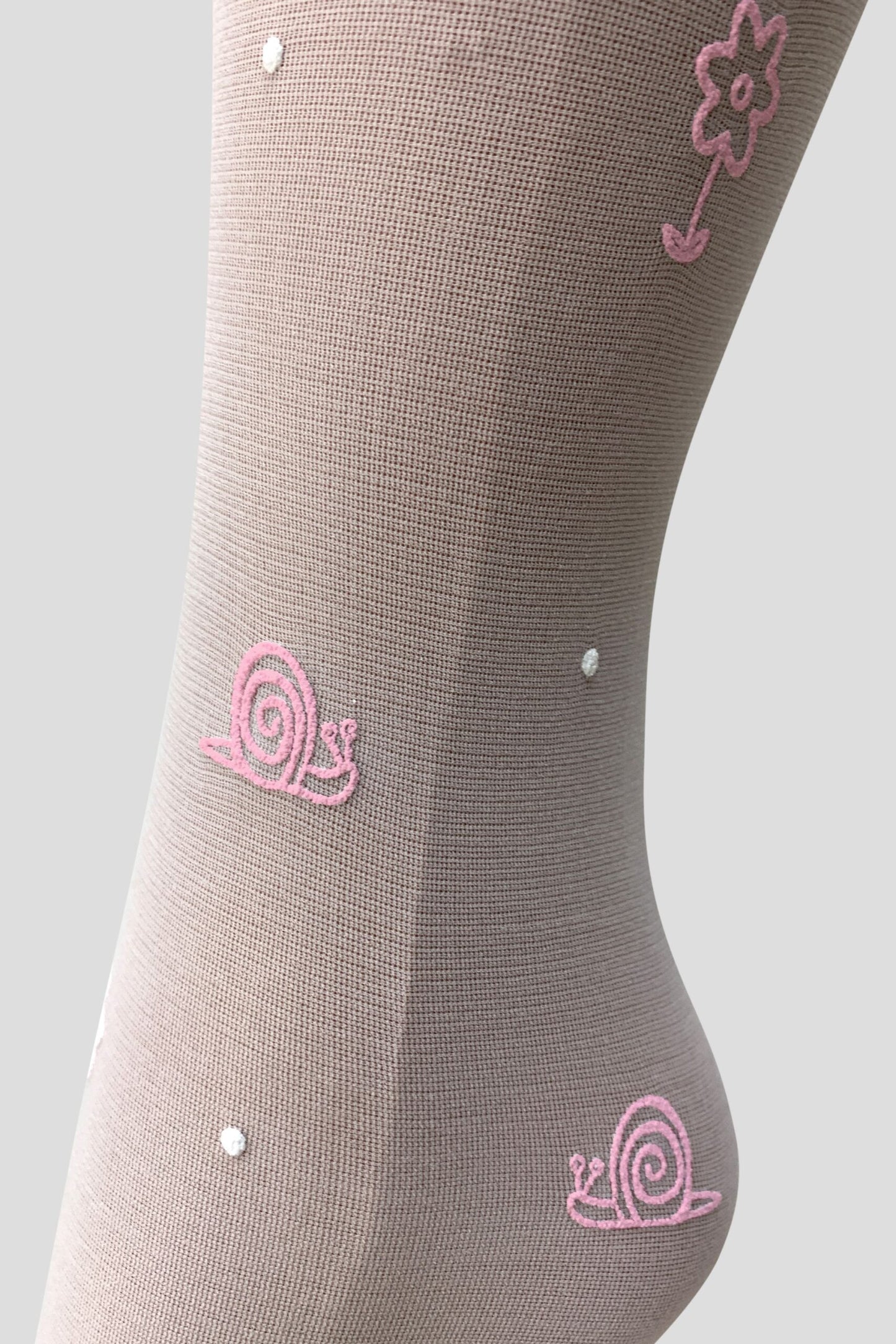 White Tights Microfiber 20 DEN with Pink Flowers