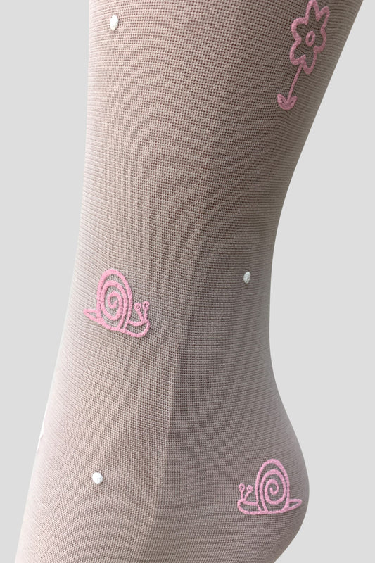 White Tights Microfiber 20 DEN with Pink Flowers