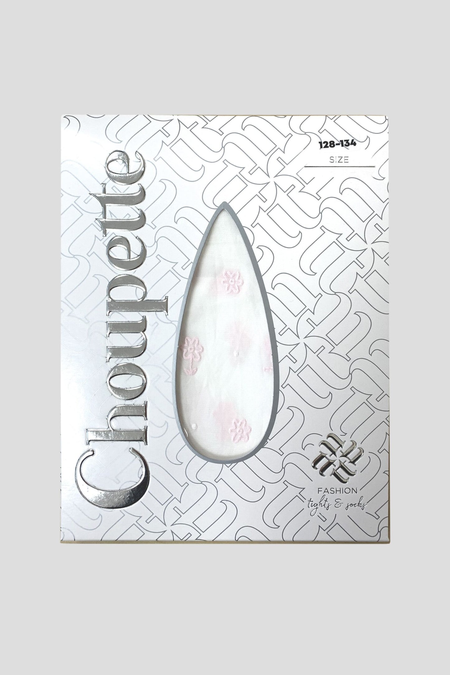 White Tights Microfiber 20 DEN with Pink Flowers