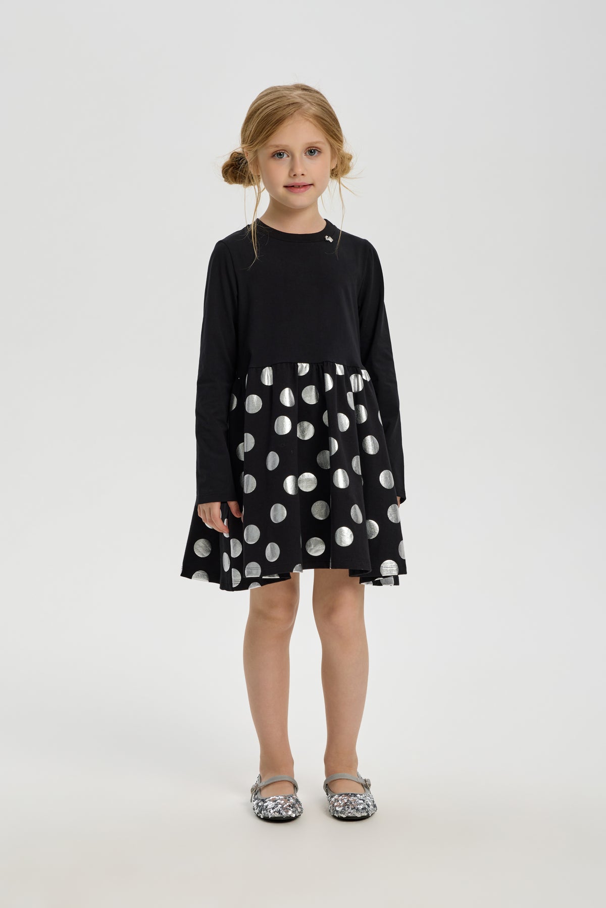 Silver Polka Dot Skirt Dress