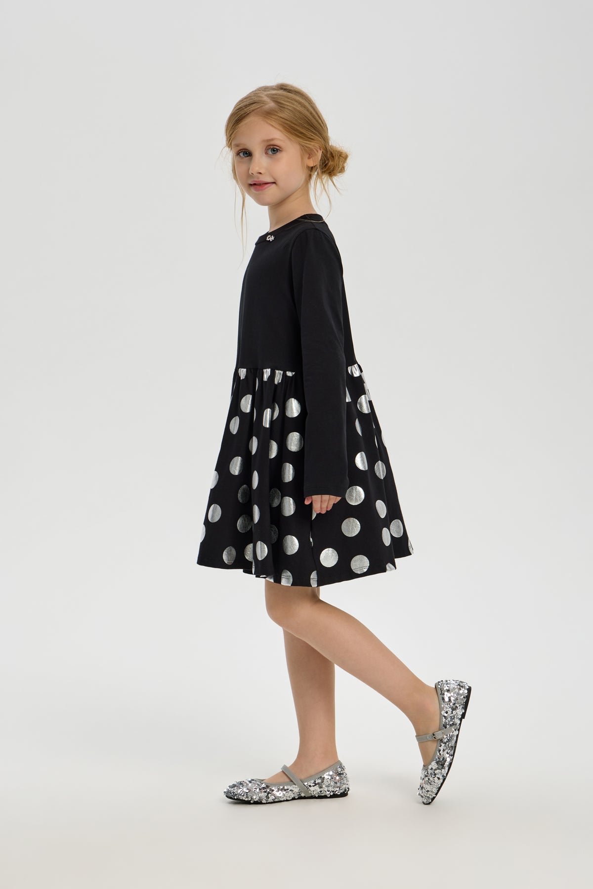 Silver Polka Dot Skirt Dress