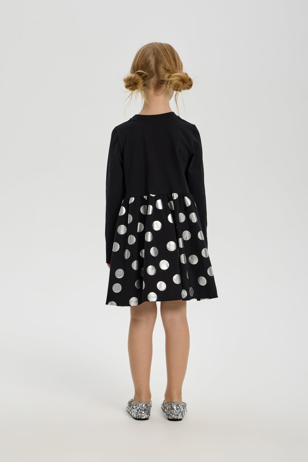 Silver Polka Dot Skirt Dress