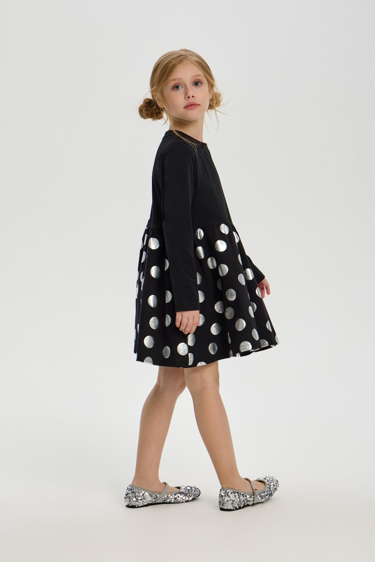 Silver Polka Dot Skirt Dress