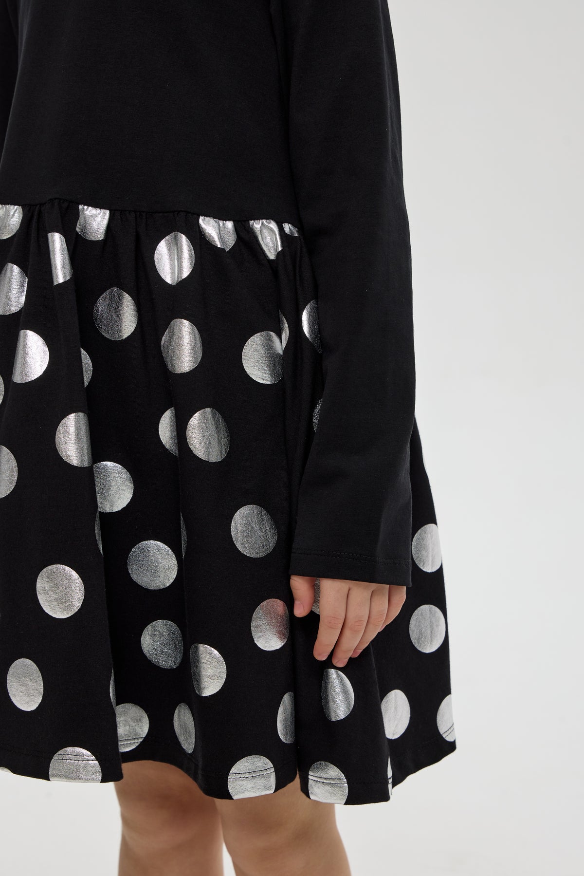 Silver Polka Dot Skirt Dress
