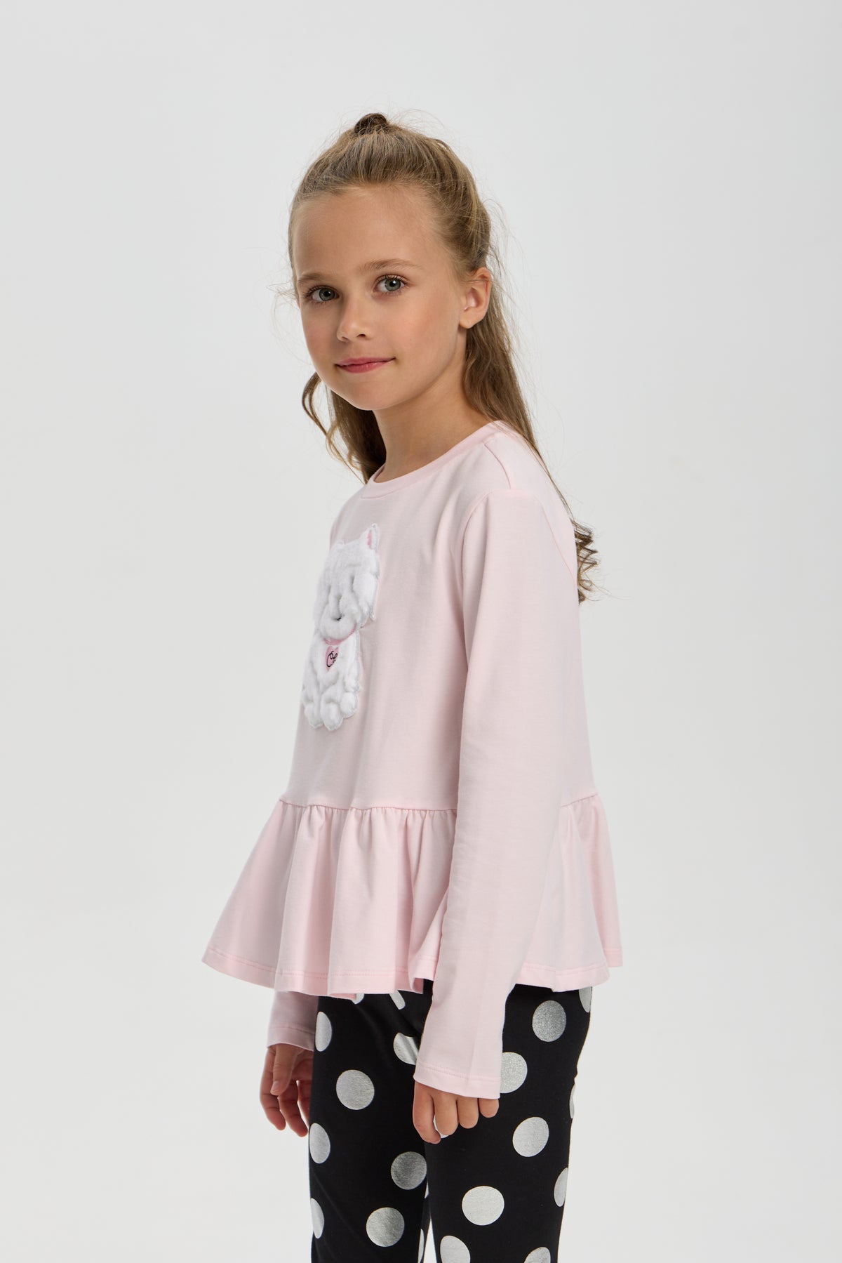 Blouse with Dog Applique for girls