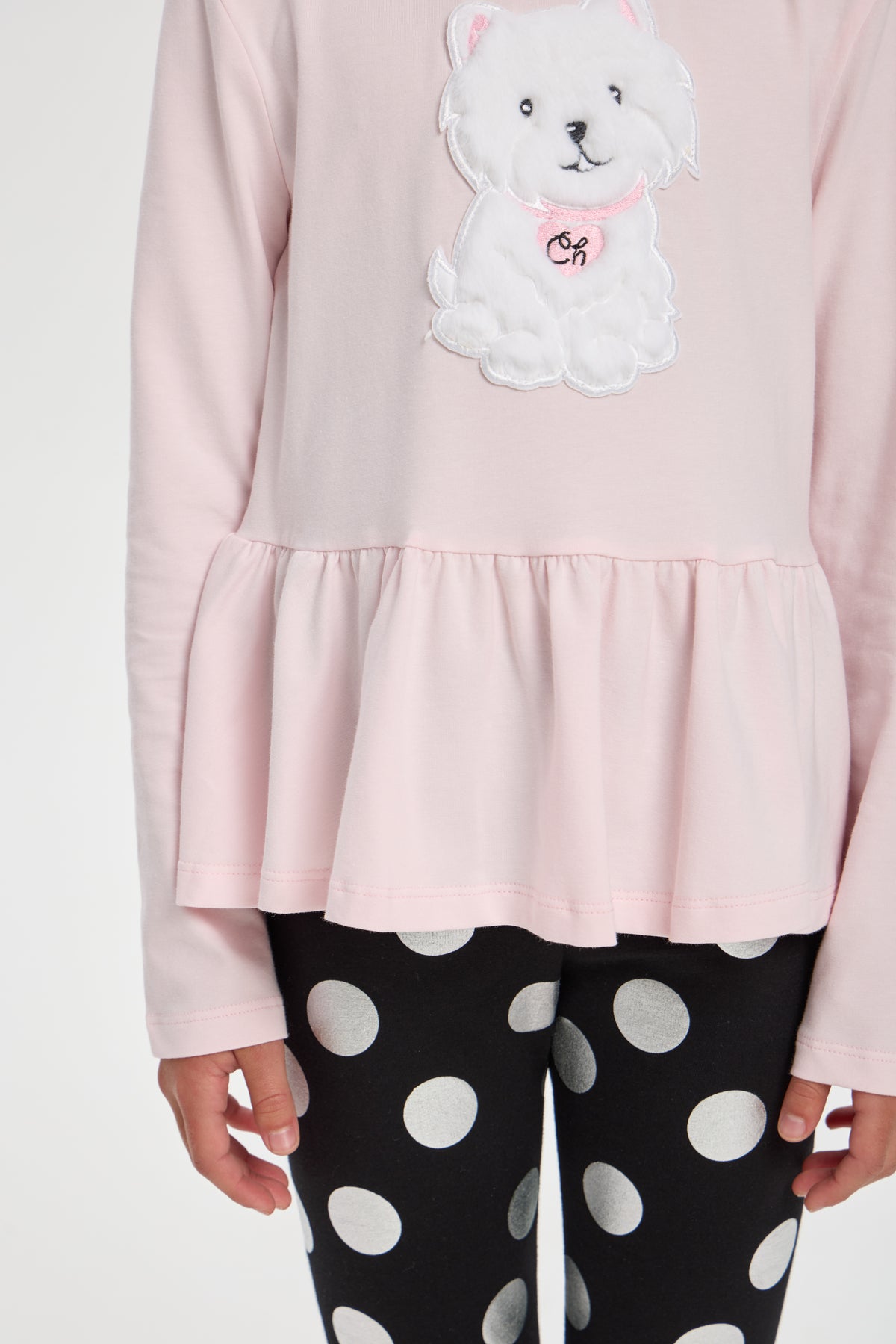 Blouse with Dog Applique for girls
