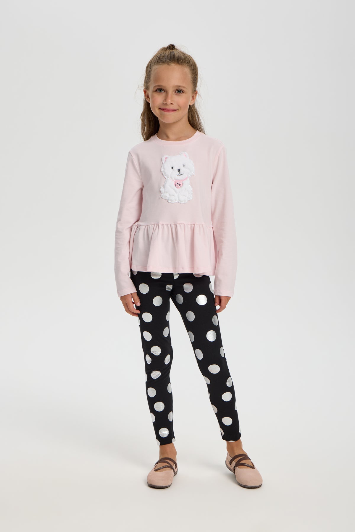 Blouse with Dog Applique for girls