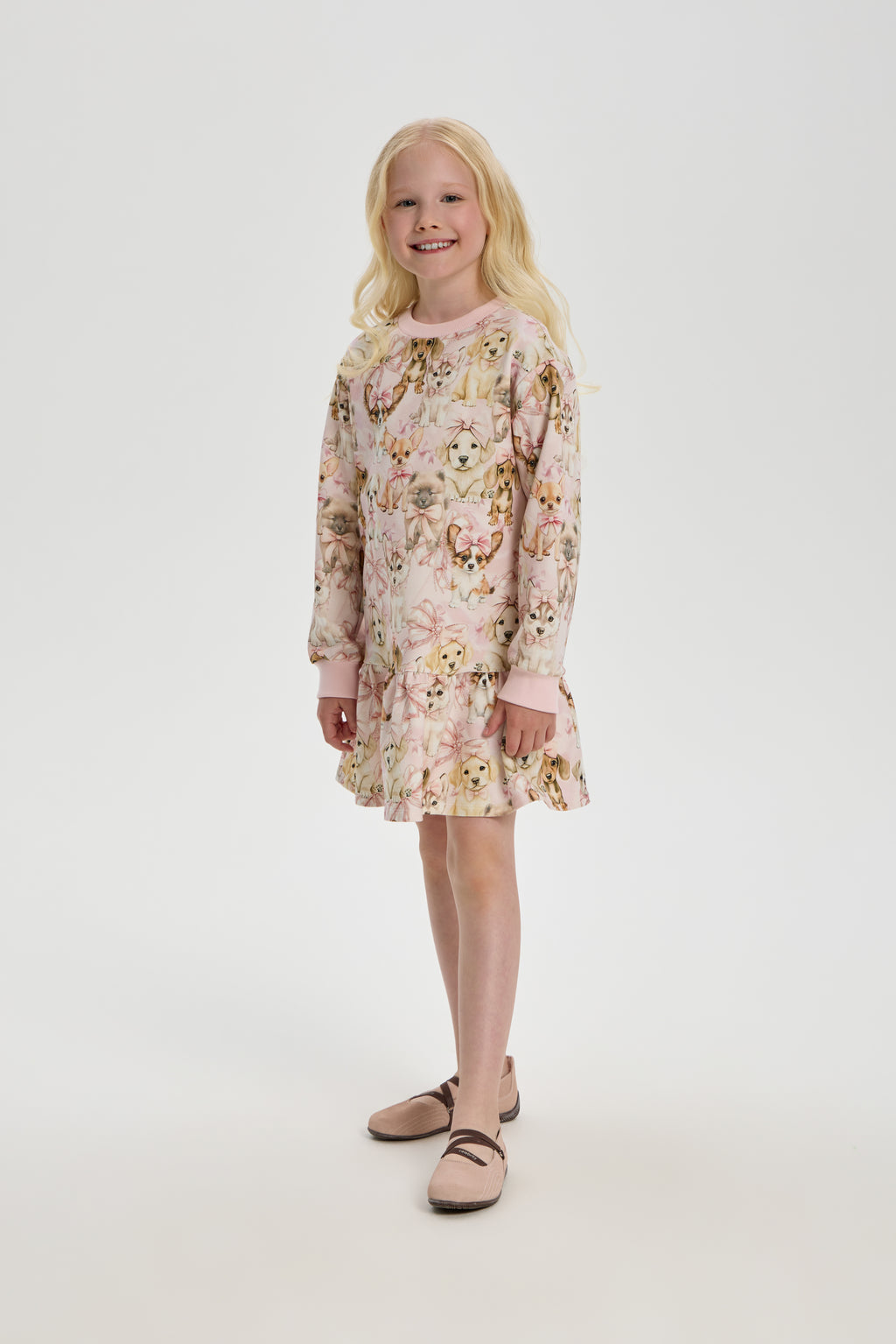 Doggy Printed Knitted Dress for girl
