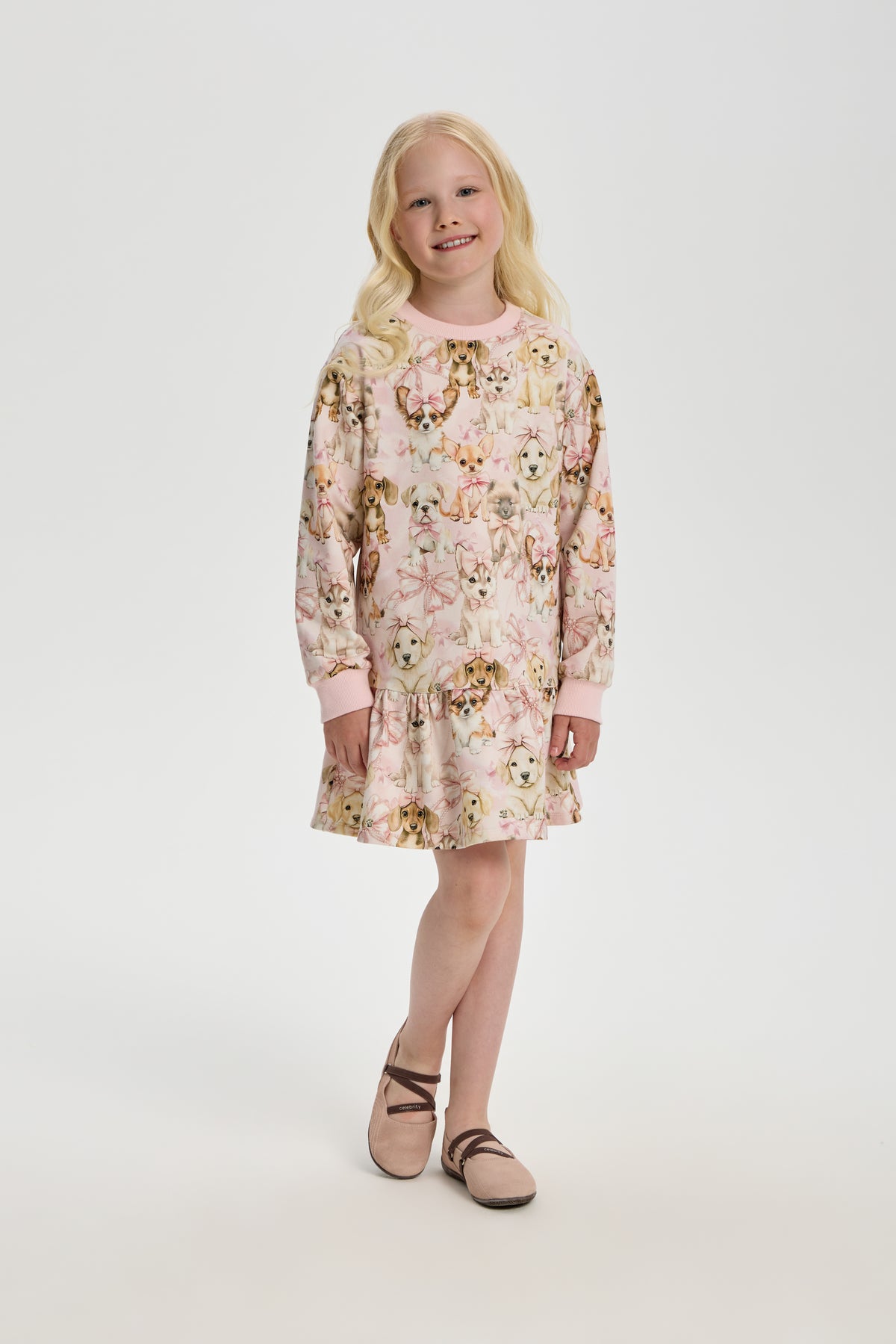 Doggy Printed Knitted Dress for girl