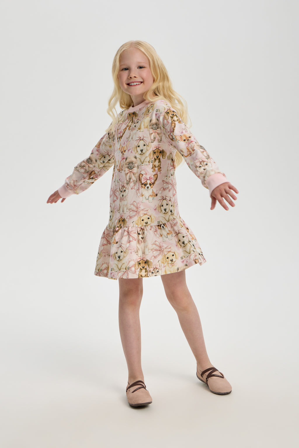 Doggy Printed Knitted Dress for girl