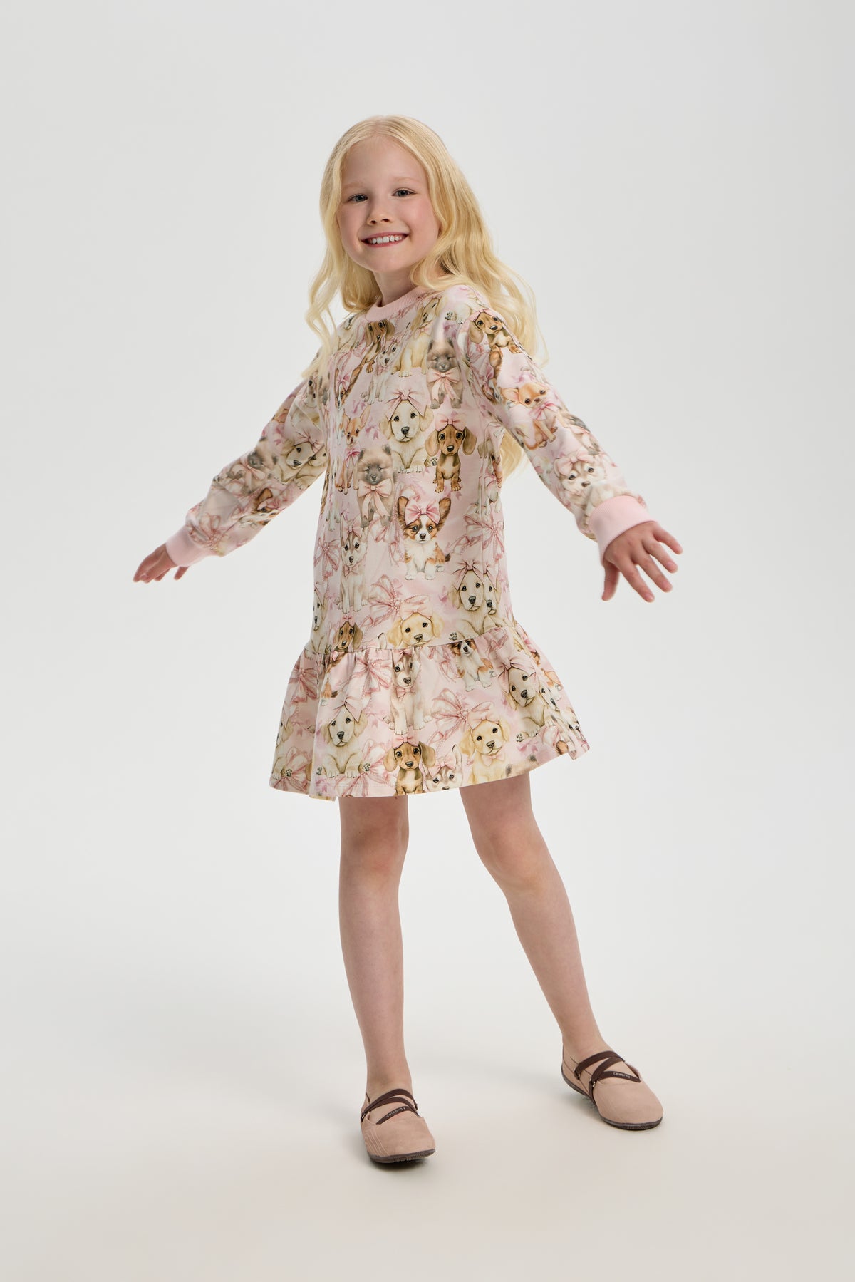 Doggy Printed Knitted Dress for girl