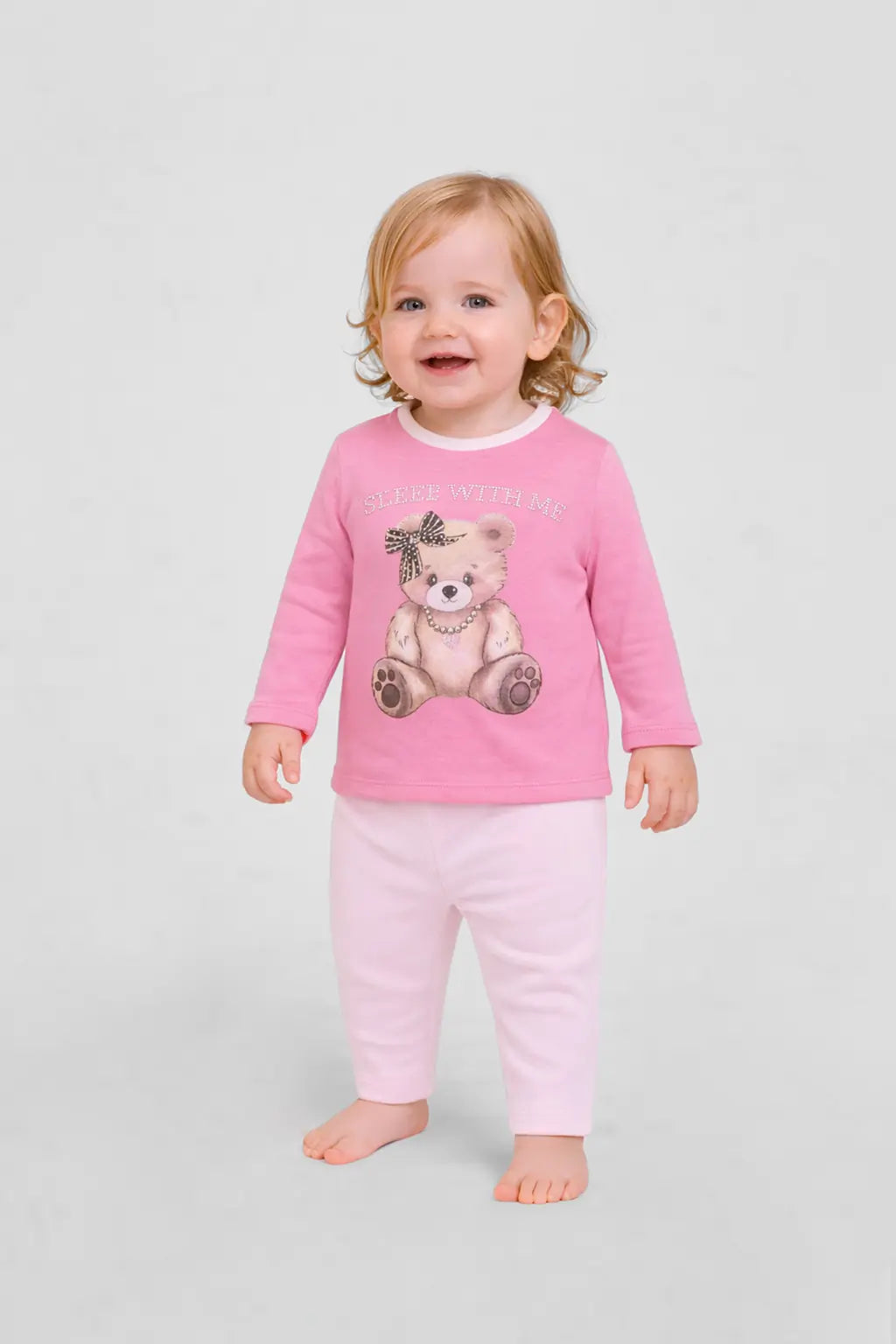 Teddy with Crystals Decorated LS Tee