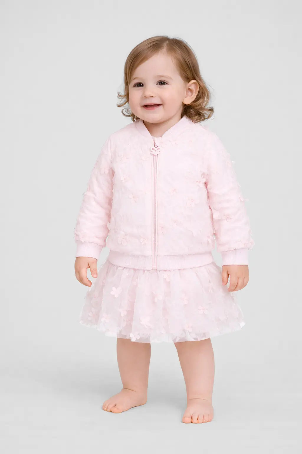 Charming 3D Flower Lace Bomber