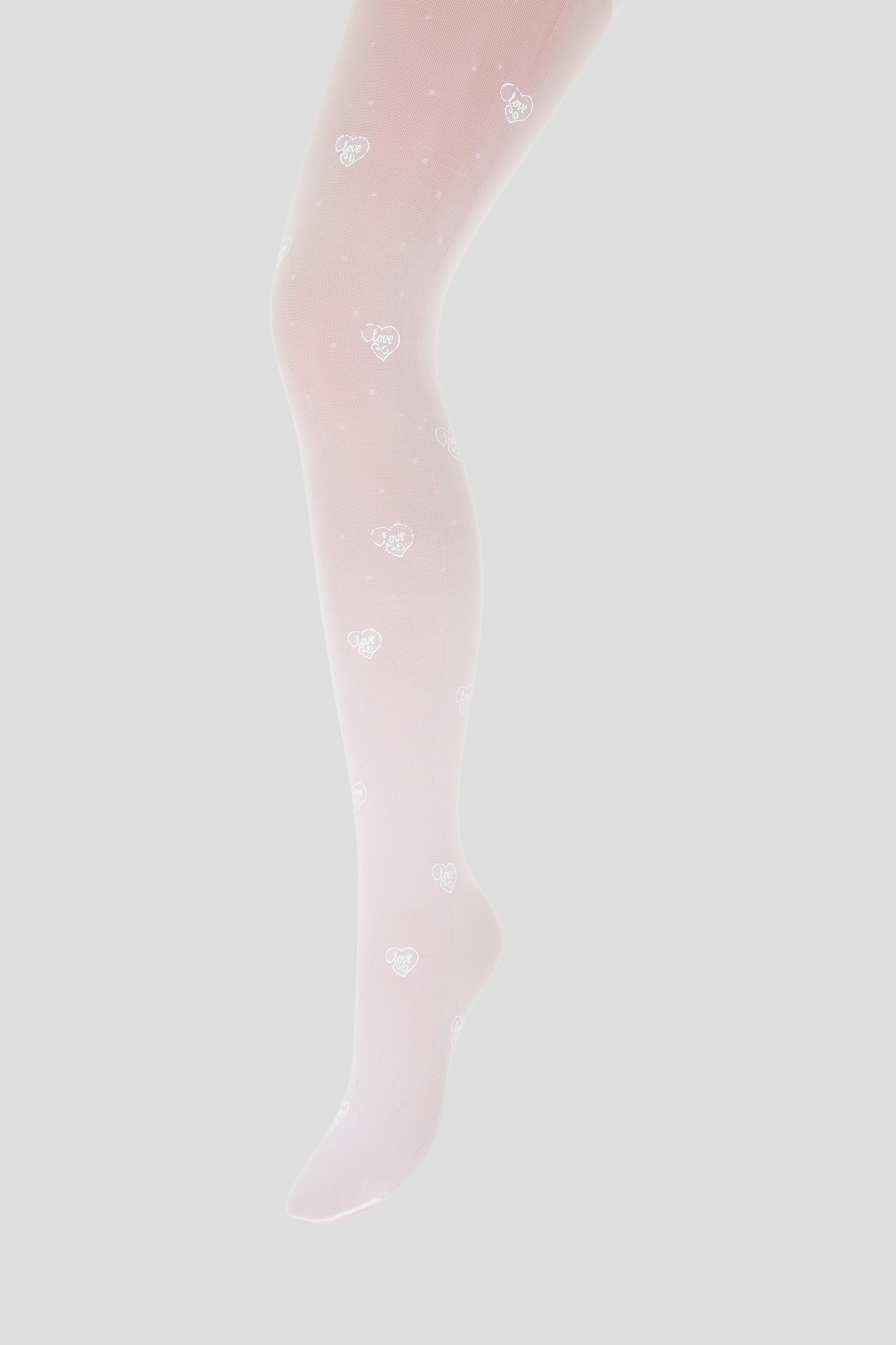 White Tights with Hearts Design