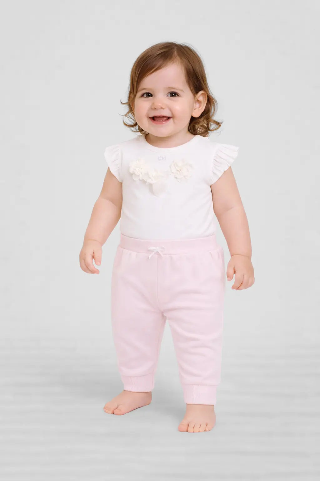 Charming 3D Flowers Decorated Cotton Bodysuit