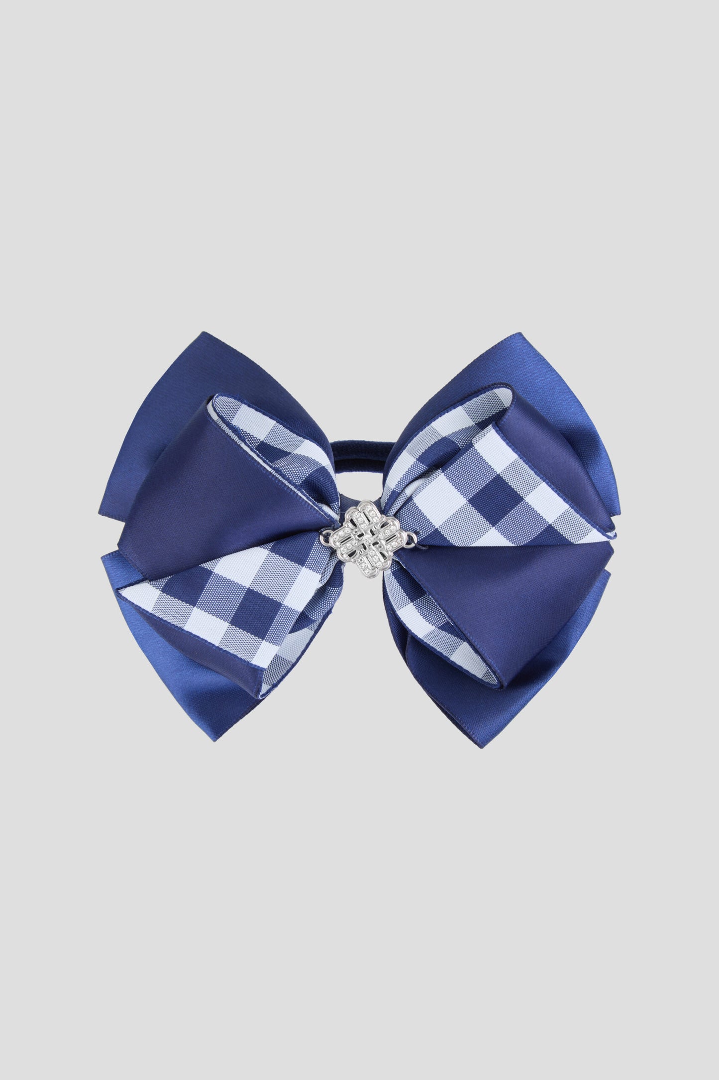 Blue Bow Hairband with Silver Crystal Logo