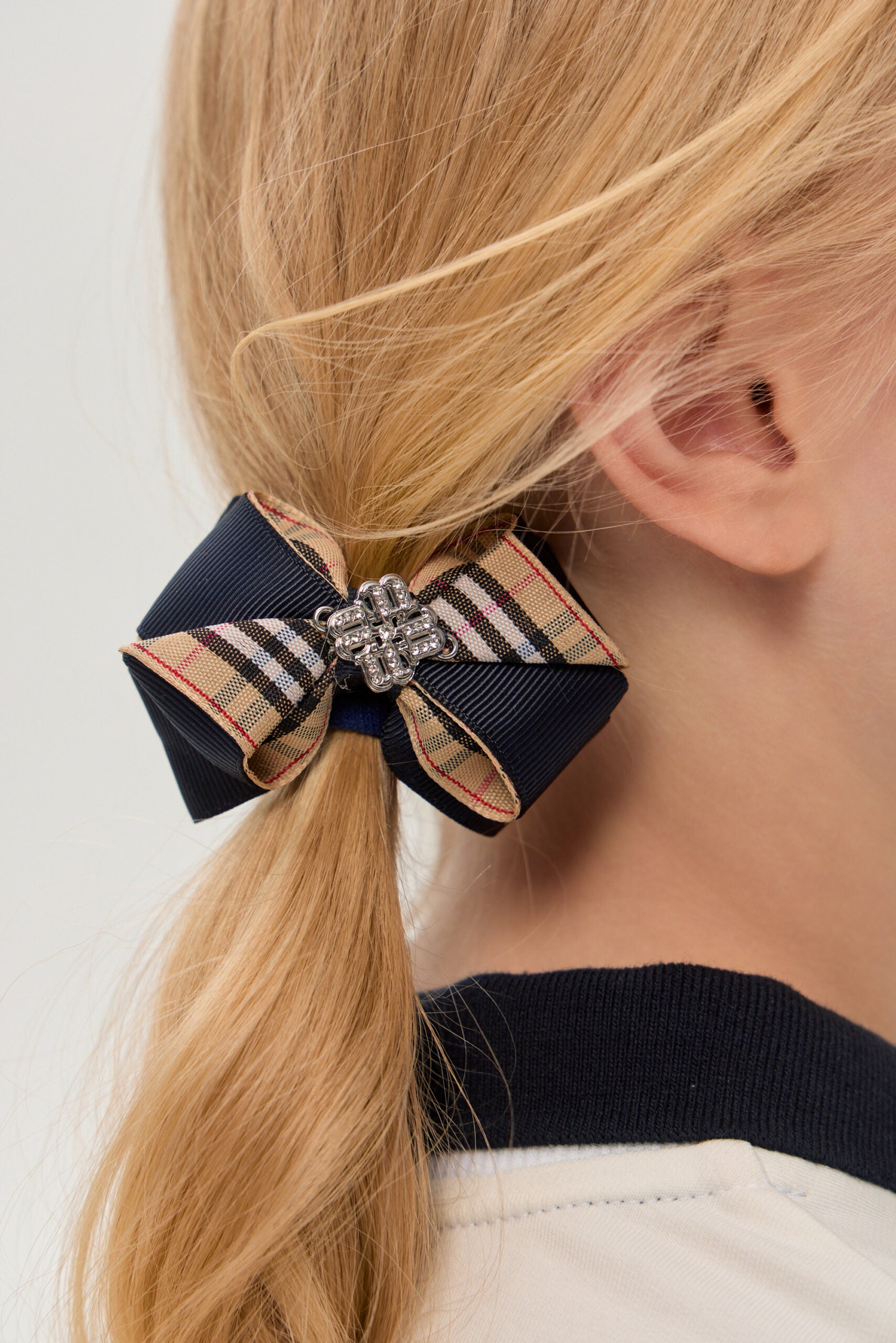Blue and Checkered Bow hairbands, 2 pcs