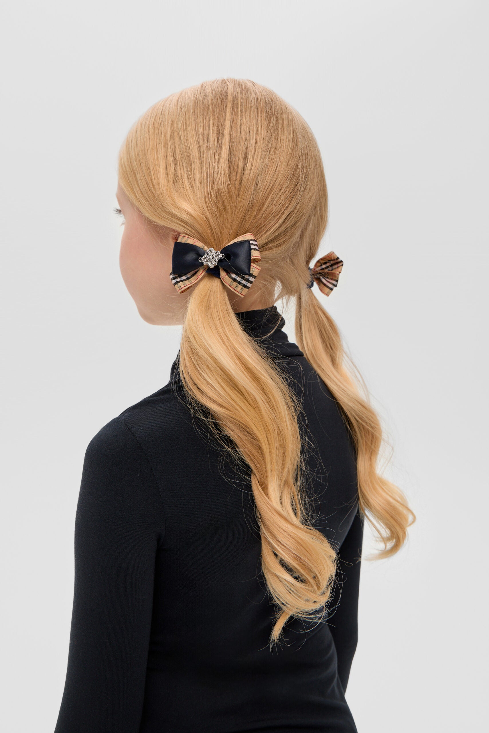 Checkered and Blue Bows Hairbands Accessories, 2 pcs