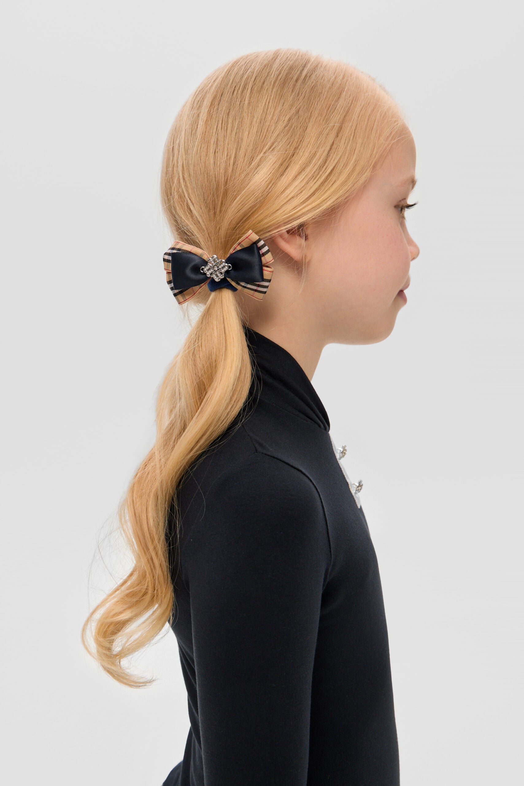 Checkered and Blue Bows Hairbands Accessories, 2 pcs