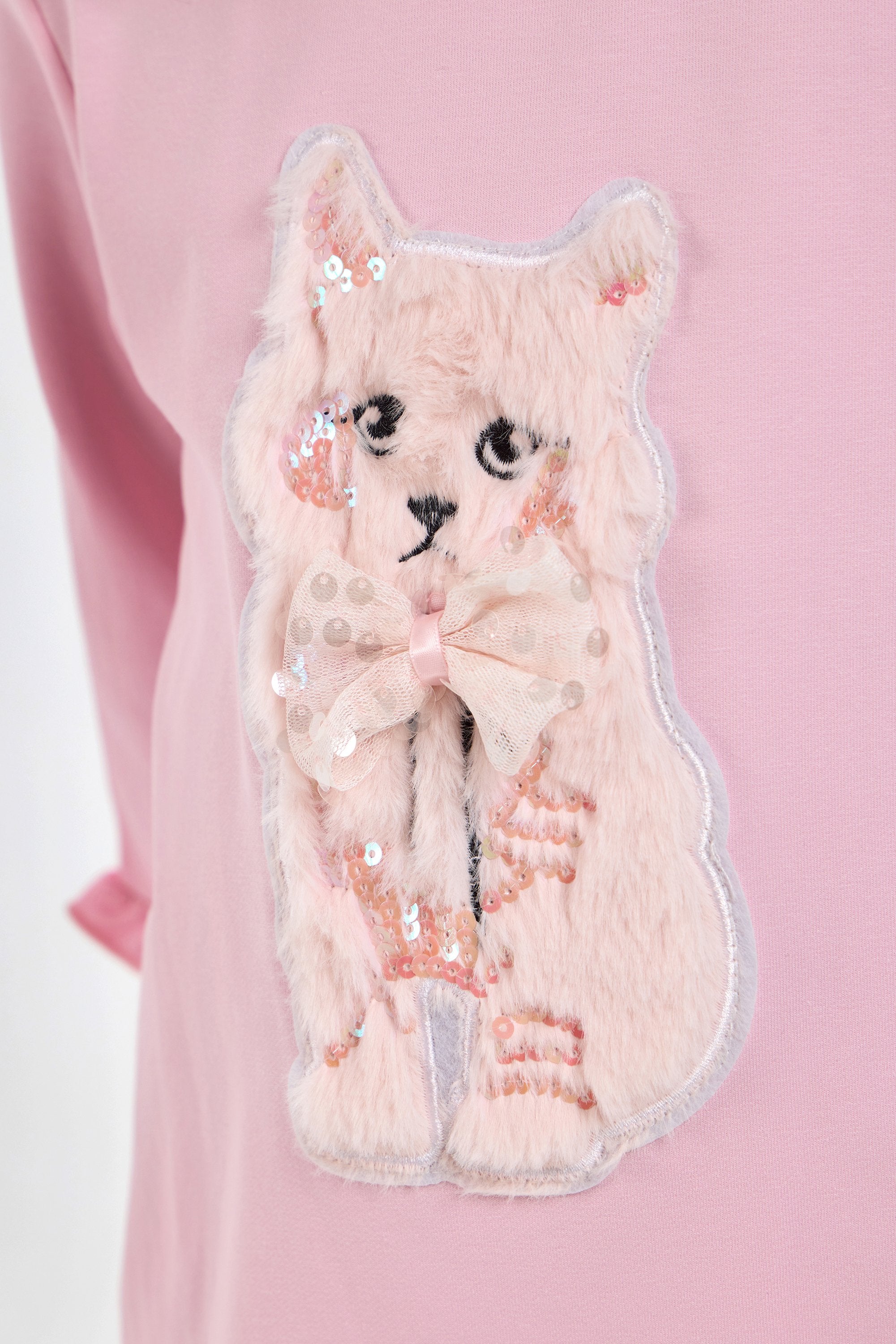 Charming Catty Applique Dress