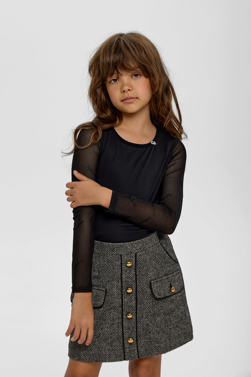 Elegant Black Combined Blouse