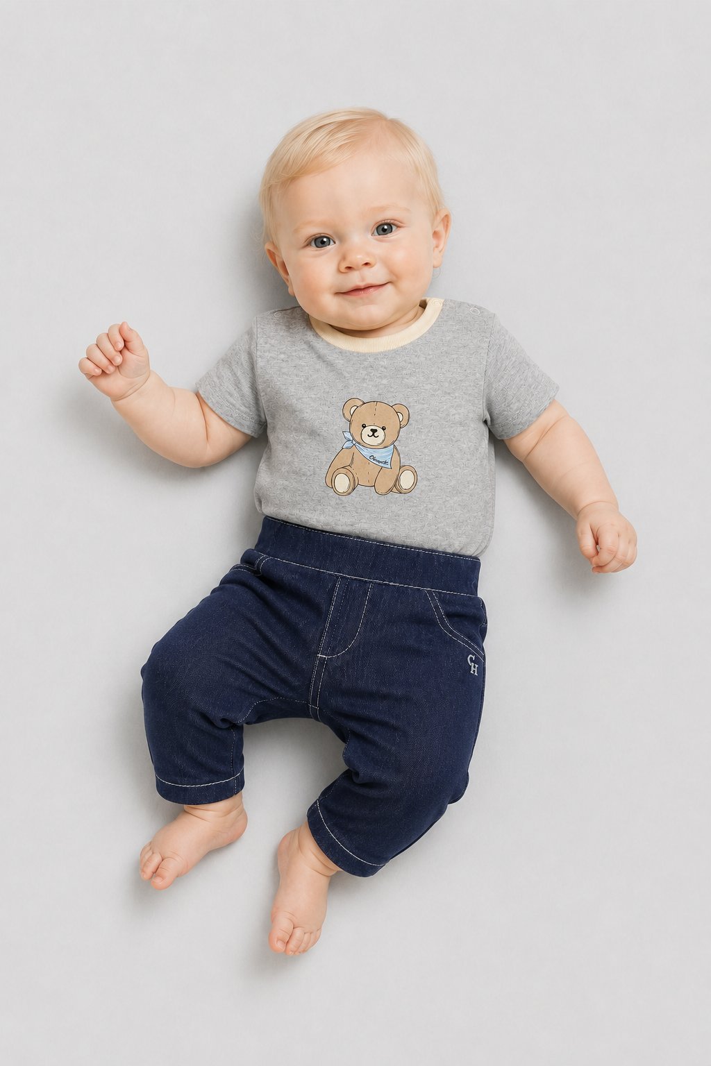Teddy Printed Cotton T-shirt for baby boy