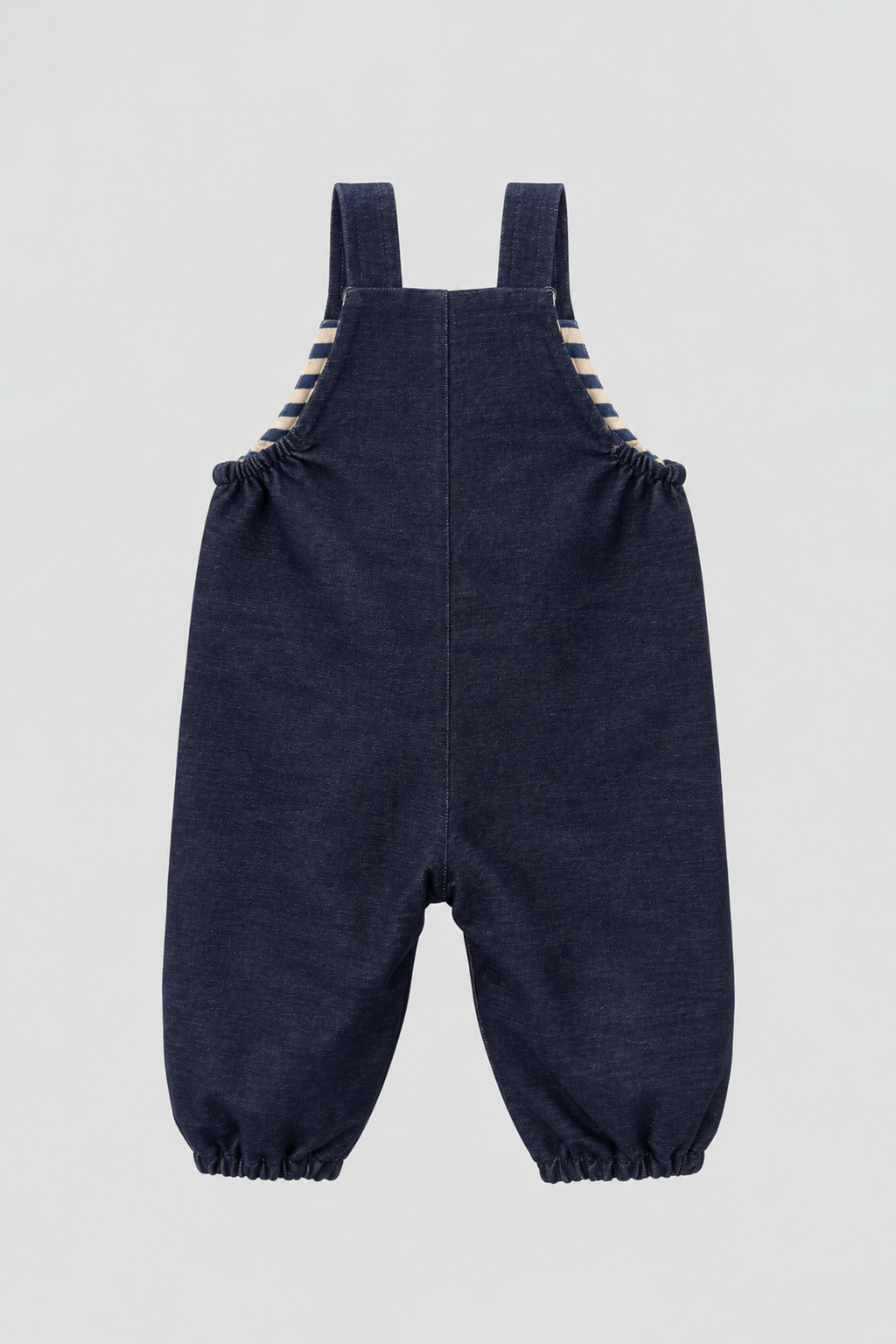 Denim Knitted Dungaree with embroidered cat for baby boy