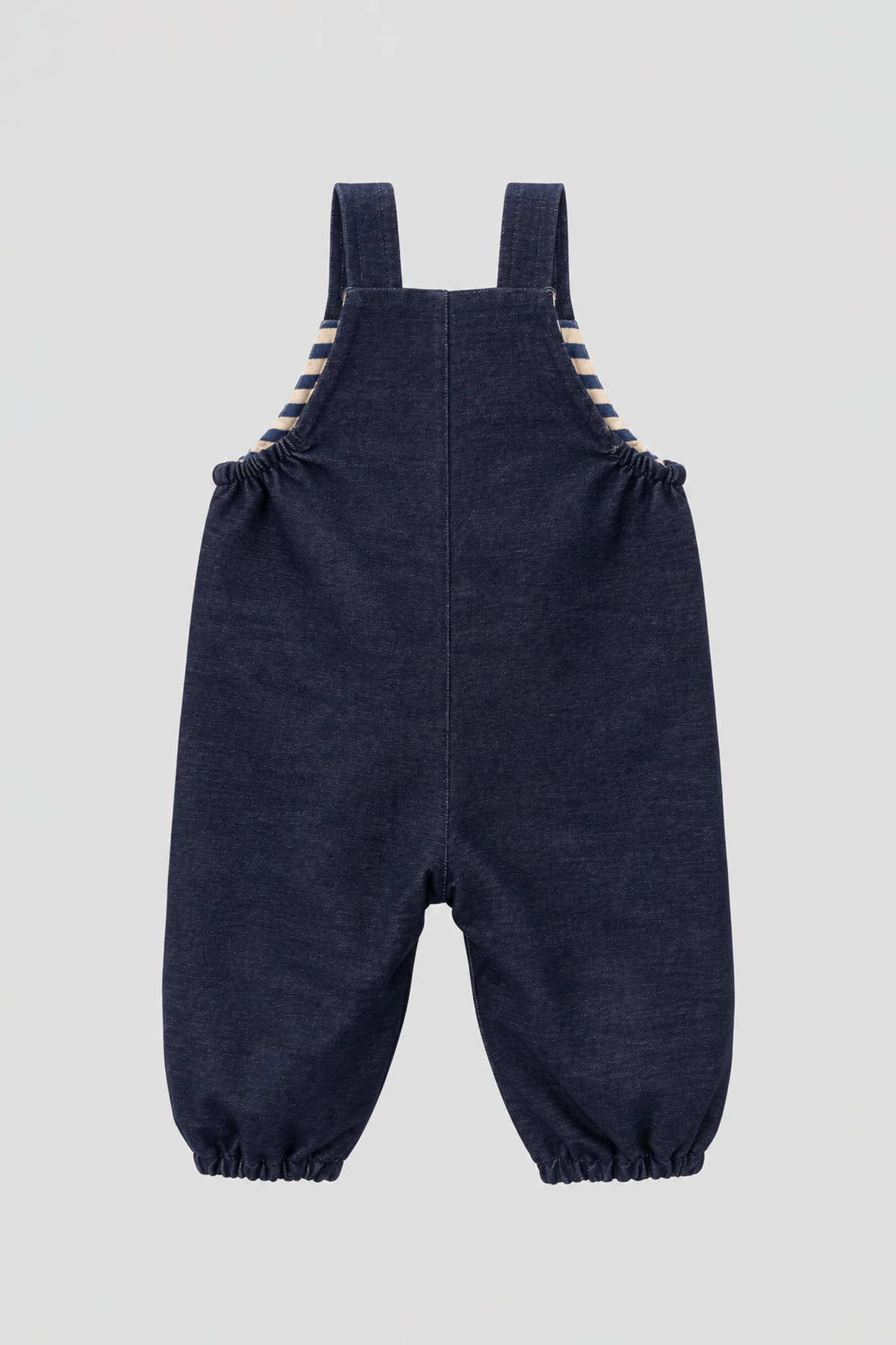 Denim Knitted Dungaree with embroidered cat for baby boy