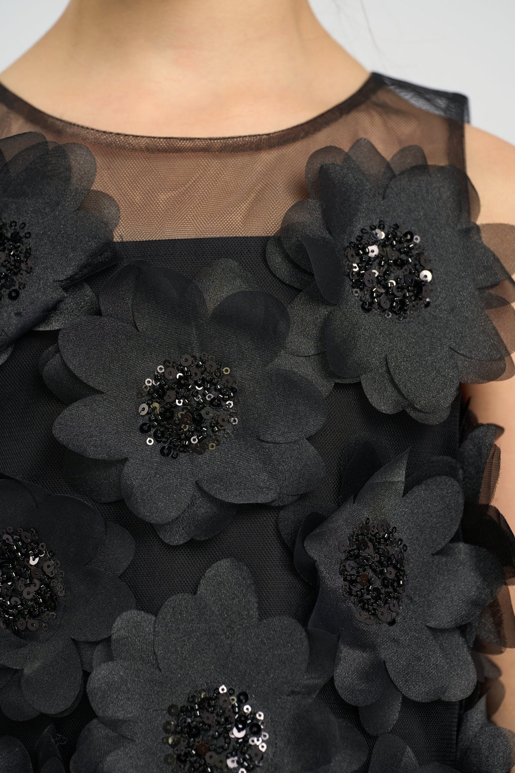 Elegant Black Flower Top