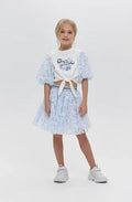 Beautiful Flouncy Flower Skirt, white and blue
