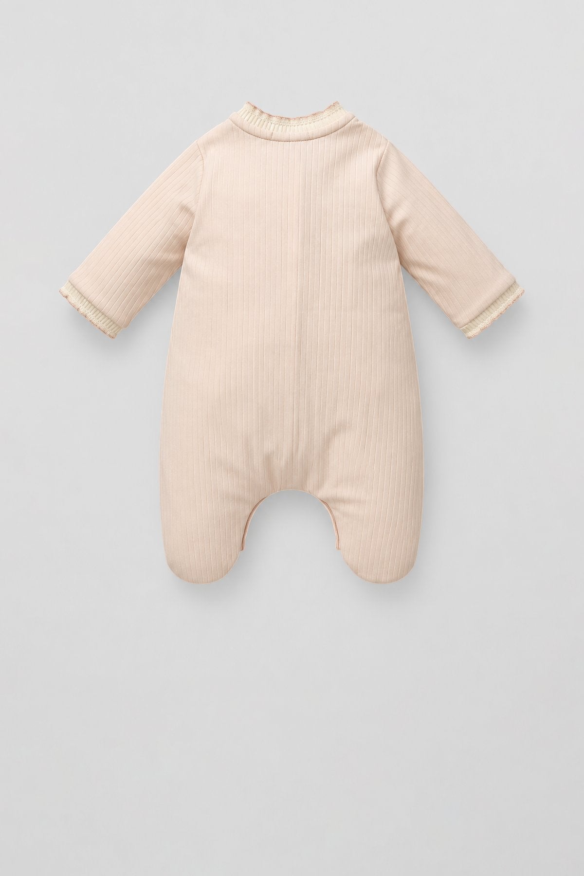 Birds Embraided Pink Cotton Overall for baby girl