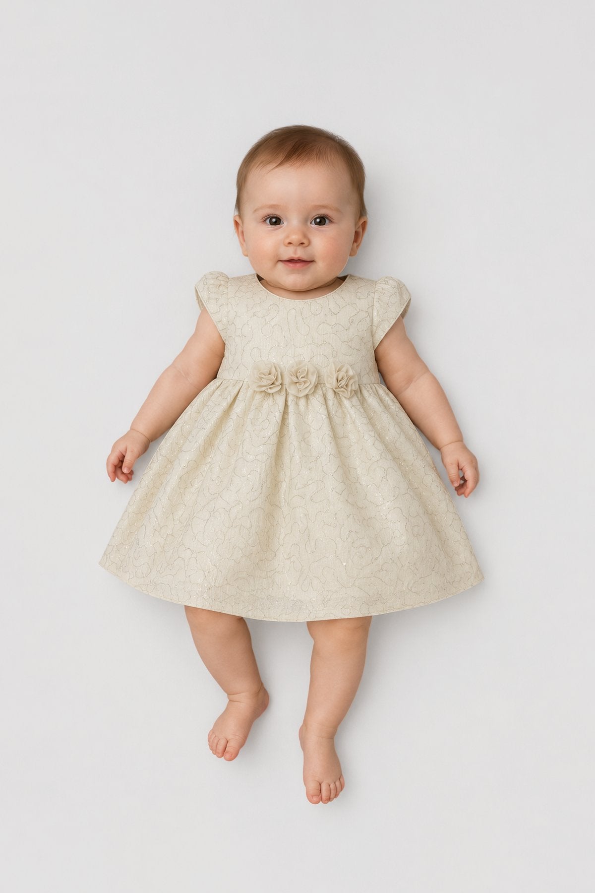 3D Flower Jacquard Dress for baby girl