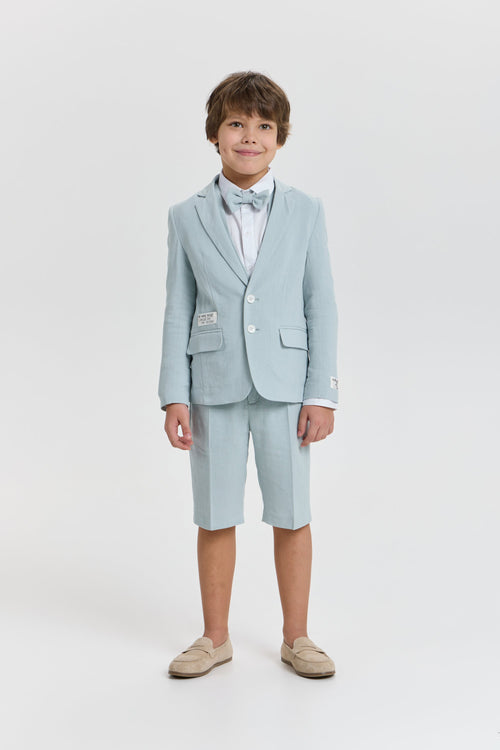 Blue Striped Cotton-Linen Blazer