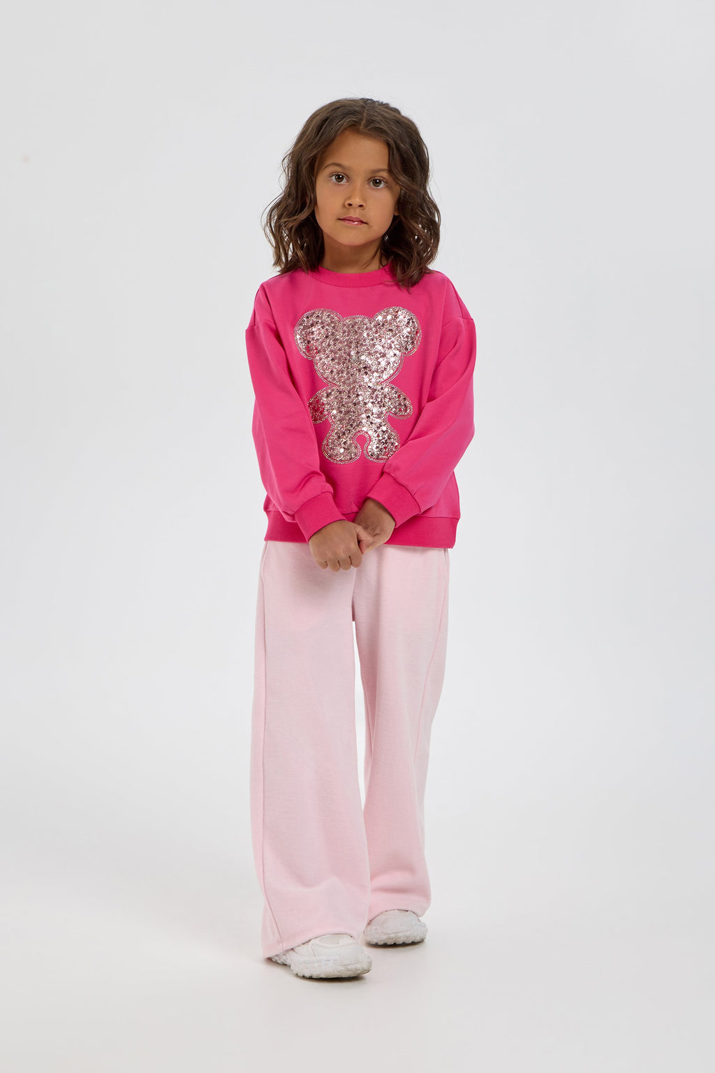 Bear Sequence Applique Decorated Sweatshirt