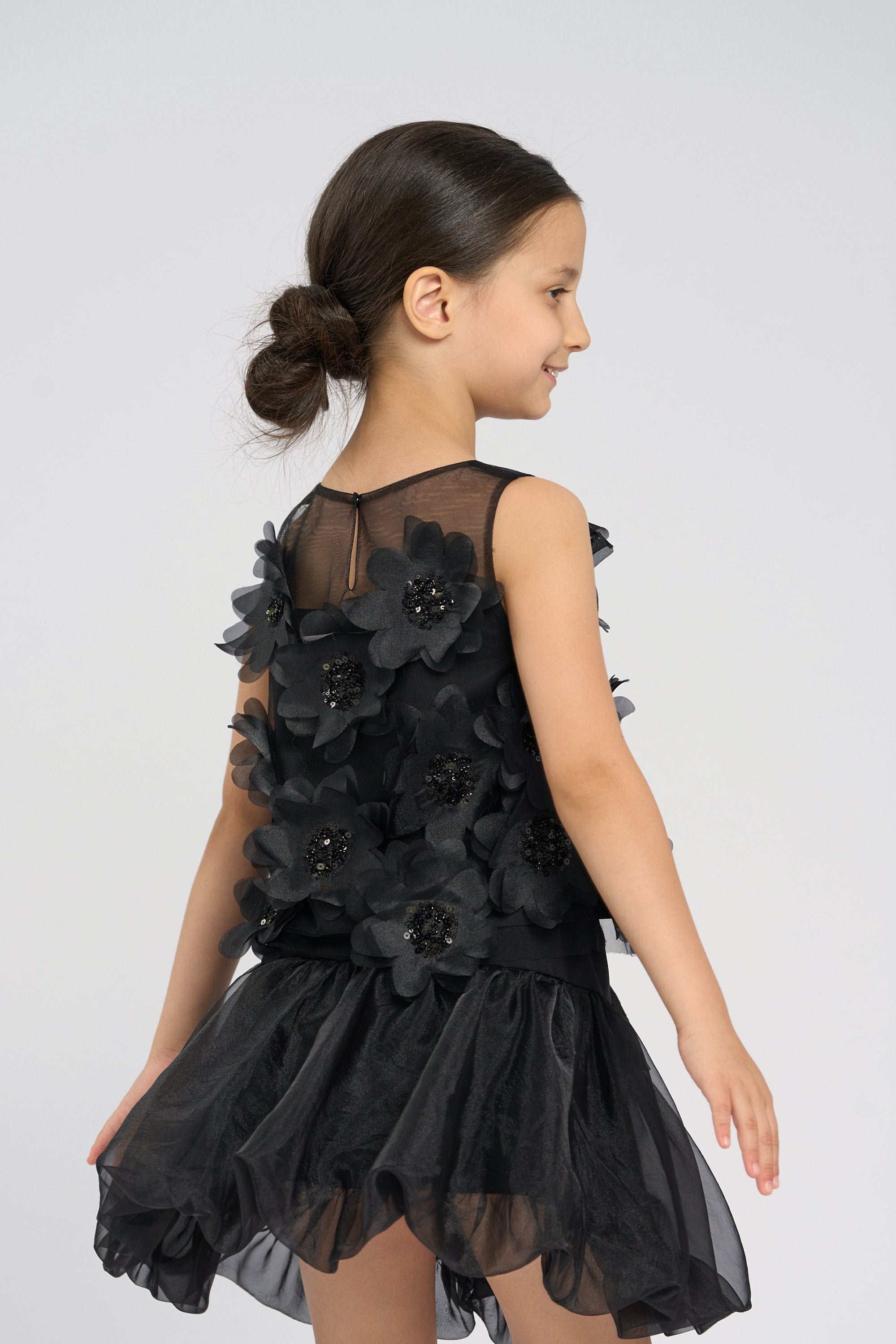 Elegant Black Flower Top