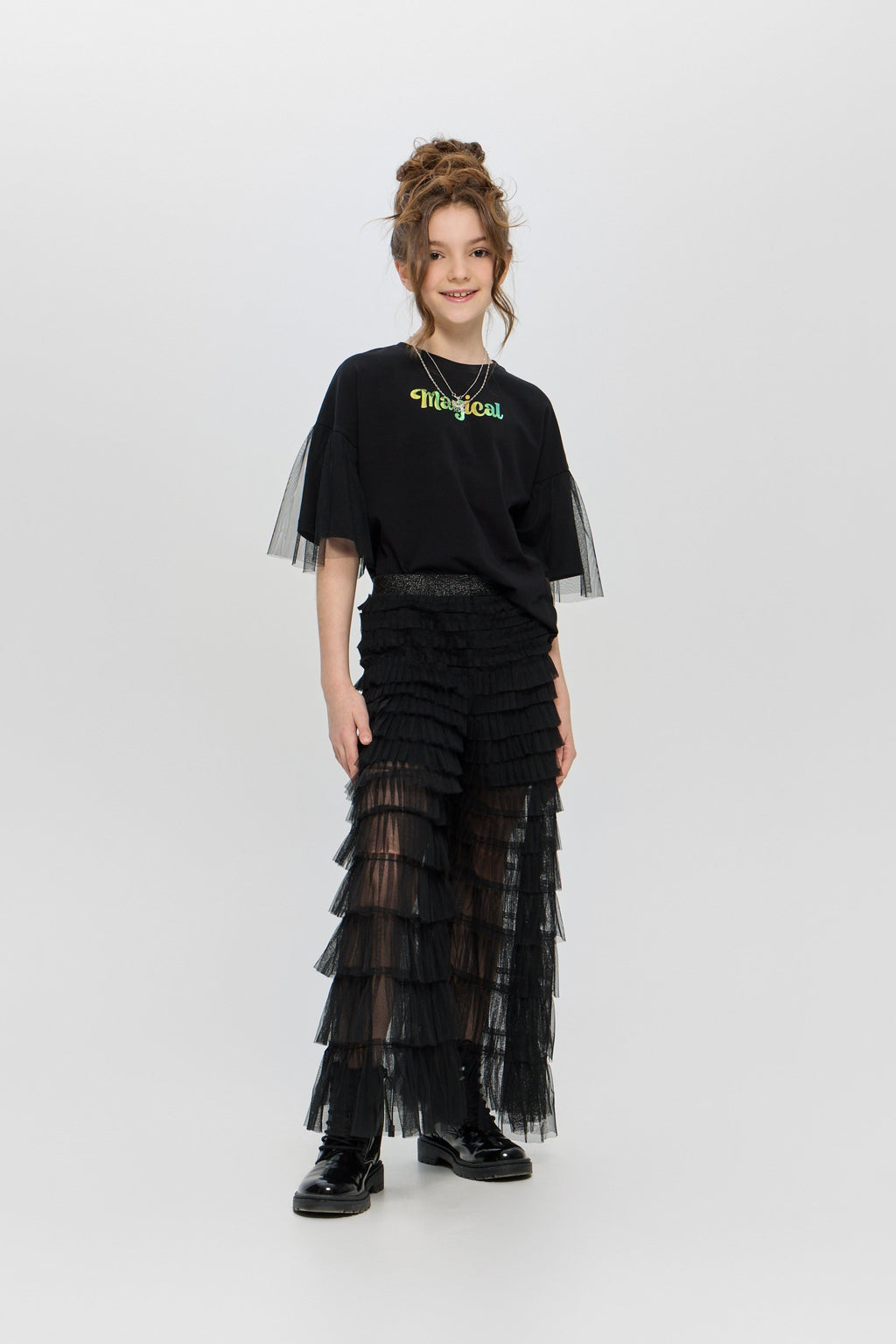 Fancy Sleeves Chain Decorated T-Shirt